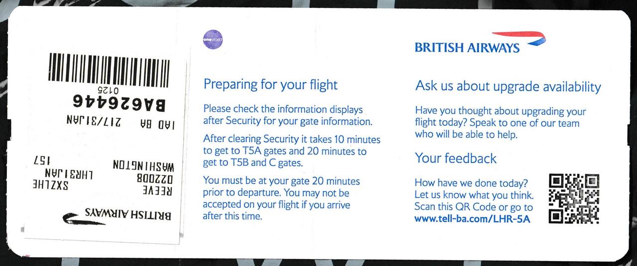 Boarding pass printed ticket hand
