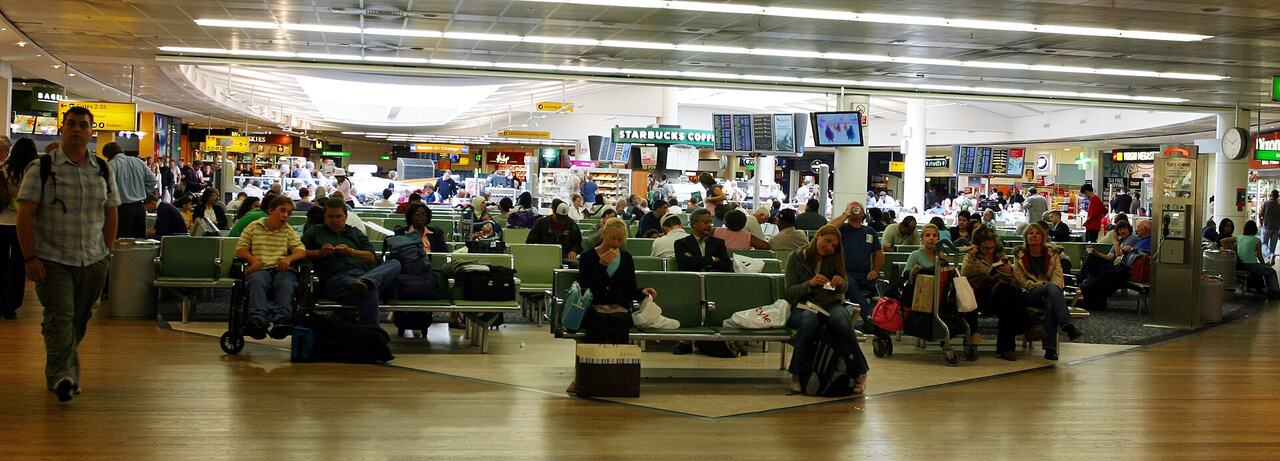 Airport gate waiting area seats