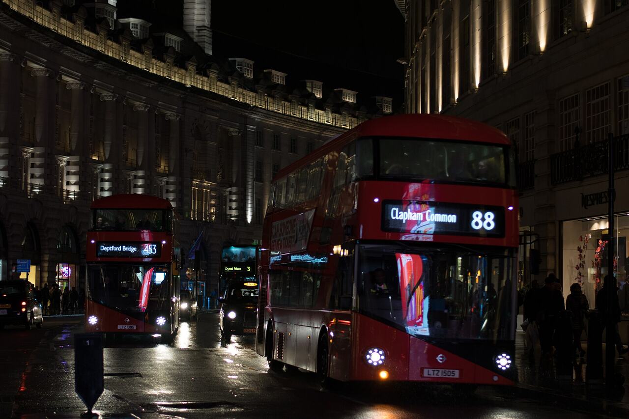 London double decker bus street