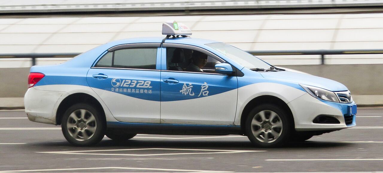 Taxi at the airport pickup area
