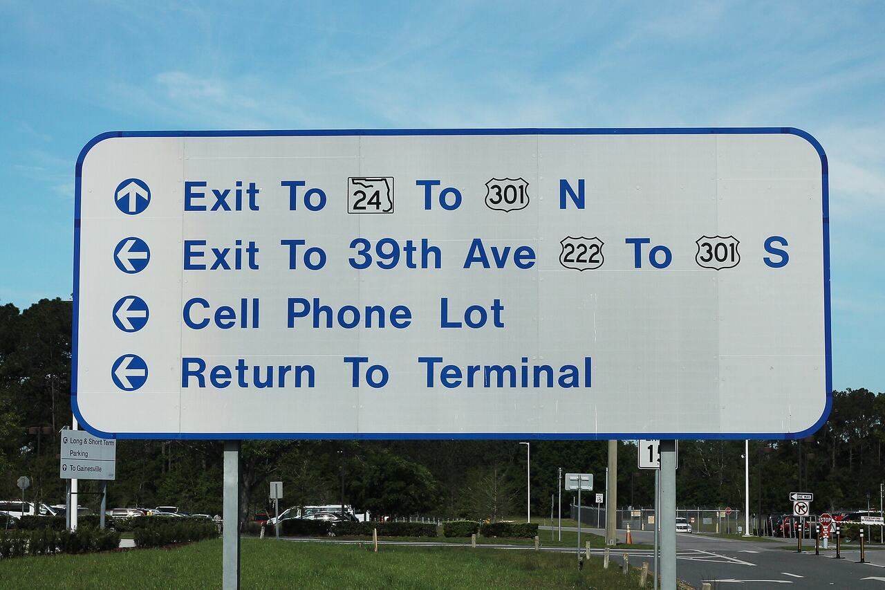 Airport signage directions gates sign